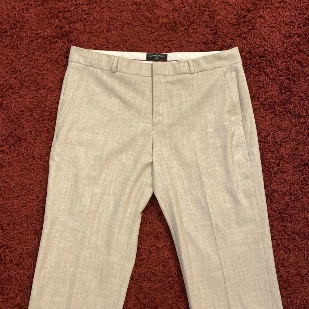 Banana Republic Reegan Womens Dress Pants Size 12 Beige Formal Office Trousers